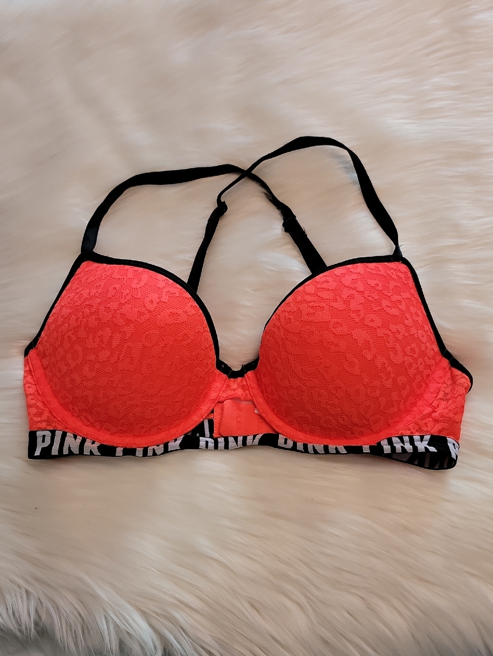 Pink Victoria Secret Women's Bra 32D Orange Where Everywhere Demi